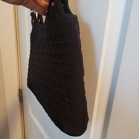 VERA BRADLEY “Slim Hobo” Black Quilted Microfiber Shoulder Bag - Picture 3 of 13